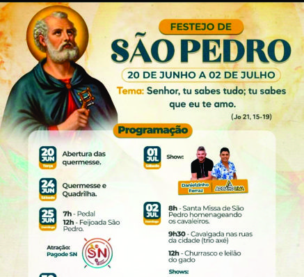 Festejo de São Pedro Sucupira-TO, 20/06 a 02/07 veja a programação