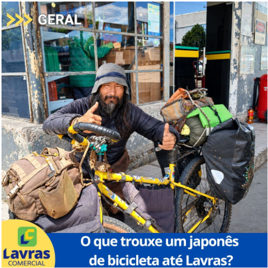 ATUALIDADES: De bicicleta, japonês visita Lavras do Sul